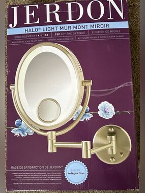 New Open Box Jerdon Halo Light Wall Mount Mirror -Model HL9515N in Nickel Finish